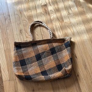 Zara Plaid Woven tote bag